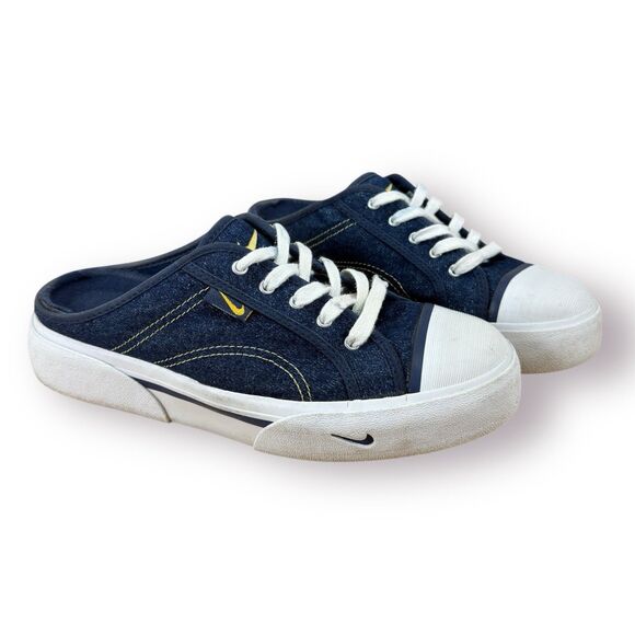 Y2k Nike Hermosa Slip On Denim Mule Shoe Women Size 8 Platform Punk Hip-Hop Vtg - Picture 1 of 15